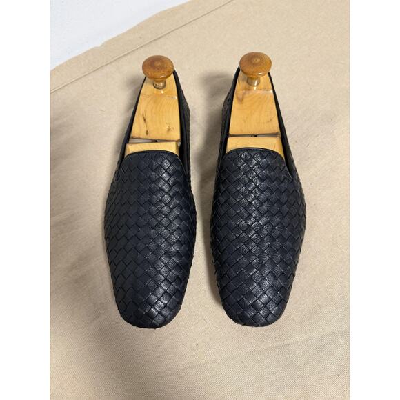 Bottega Veneta Shoes Black Intrecciato Woven Leather Mens Loafers Made in Italy - Picture 3 of 16